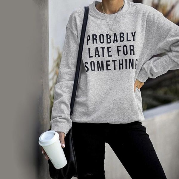 women's hoodies & sweatshirts fashionable long sleeve casual sweatshirt letter printed o-neck clothing plus size s-2xl, Black 
women's hoodies & sweatshirts fashionable long sleeve casual sweatshirt letter printed o-neck clothing plus size s-2xl, Black