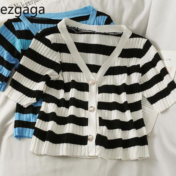 women's knits & tees ezgaga cropped cardigan women v-neck short sleeve 2021 summer thin korean striped single-breasted slim stretch ca, White
women's knits & tees ezgaga cropped cardigan women v-neck short sleeve 2021 summer thin korean striped single-breasted slim stretch ca, White