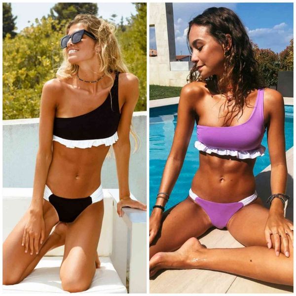 avant-garde swimsuit for women 2021 fashion solid one shoulder split bikini, White;black
avant-garde swimsuit for women 2021 fashion solid one shoulder split bikini, White;black
