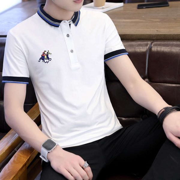 men's shirt summer fashion fit white solid loose casual korean short sleeve polo shirt, White;black
men's shirt summer fashion fit white solid loose casual korean short sleeve polo shirt, White;black
