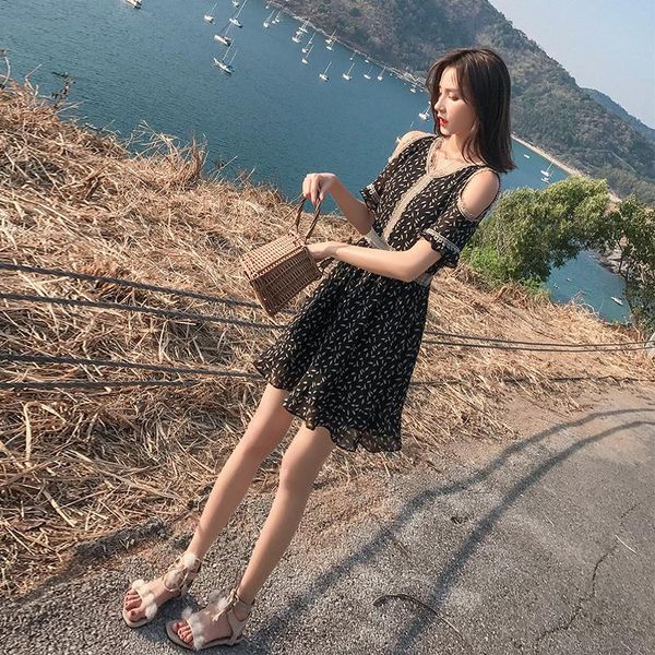 casual dresses spring 2021 off-shoulder chiffon floral small high waist temperament platycodon grandiflorum french tea dress, Black;gray
casual dresses spring 2021 off-shoulder chiffon floral small high waist temperament platycodon grandiflorum french tea dress, Black;gray