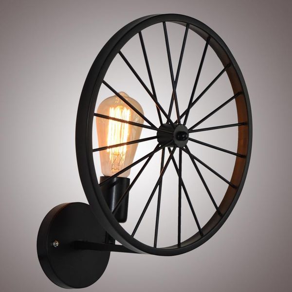 

wall lamp single head iron bicycle wheel lamps indoor lighting fixture for living dinning room home industral style