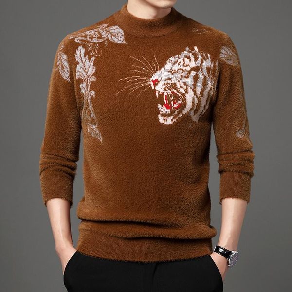 men's sweaters 2021 imitation mink half turtleneck sweater men genuine winter thickened warm knit bottom male drop ship, White;black 
men's sweaters 2021 imitation mink half turtleneck sweater men genuine winter thickened warm knit bottom male drop ship, White;black