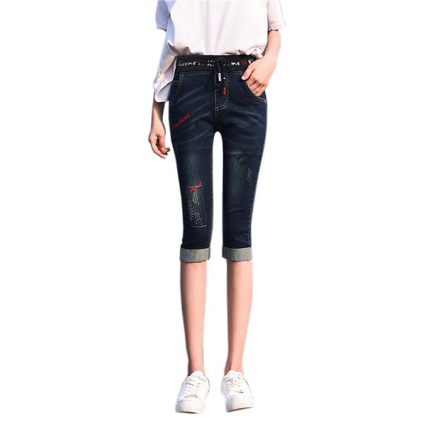ripped jeans female women denim pants capri bottoms capris embroidery cuffs elastic high waist hole trousers cropped 3/4 women's, Blue
ripped jeans female women denim pants capri bottoms capris embroidery cuffs elastic high waist hole trousers cropped 3/4 women's, Blue