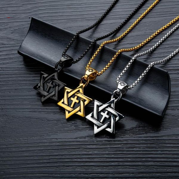 cross necklace men hexagram pendant gold chain stainless steel hip hop men's jewelry the neck accessories necklaces, Silver
cross necklace men hexagram pendant gold chain stainless steel hip hop men's jewelry the neck accessories necklaces, Silver