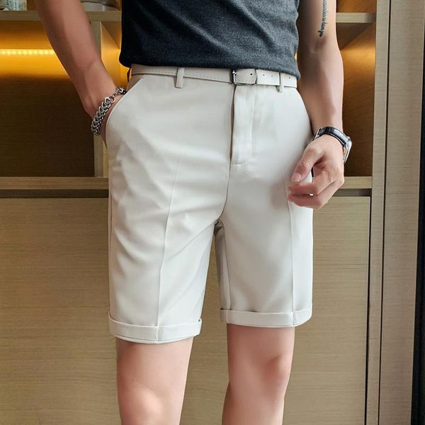 men's shorts british style summer suit men clothing 2021 straight business formal wear slim fit casual short homme knee length quality, White;black
men's shorts british style summer suit men clothing 2021 straight business formal wear slim fit casual short homme knee length quality, White;black