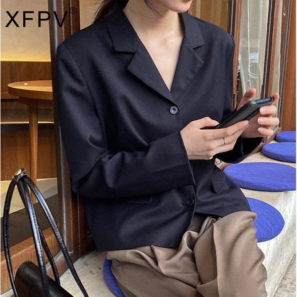 women's suits & blazers xfpv 2021 spring and autumn fashion casual korean long sleeve solid color loose blazer coat sl819, White;black
women's suits & blazers xfpv 2021 spring and autumn fashion casual korean long sleeve solid color loose blazer coat sl819, White;black