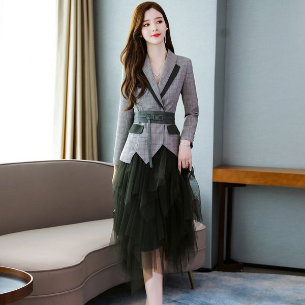 dress formal and 2-piece jacket plus size blazer suits define female net skirt ladies suit uniform attire, Black;gray
dress formal and 2-piece jacket plus size blazer suits define female net skirt ladies suit uniform attire, Black;gray