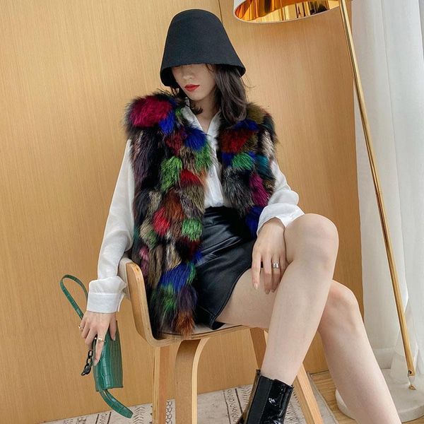 women's leather & faux real genuine natural fur vest lady's fashion multi-color colorful jacket gilet warm winter custom any size, Black
women's leather & faux real genuine natural fur vest lady's fashion multi-color colorful jacket gilet warm winter custom any size, Black