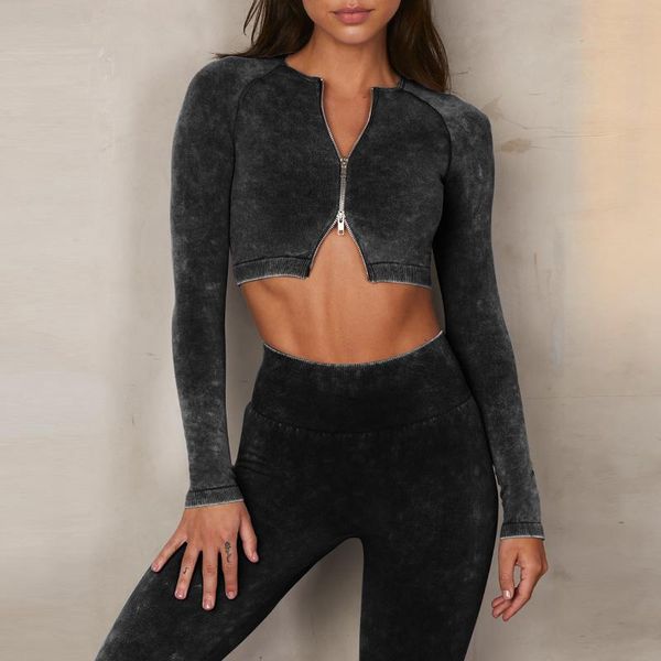 yoga outfit faux denim seamless woman sports running workout clothes double zipper long sleeve crop jacket fitness gym
yoga outfit faux denim seamless woman sports running workout clothes double zipper long sleeve crop jacket fitness gym