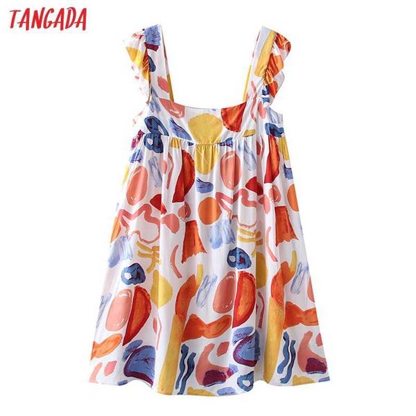 tangada fashion women print ruffles beach dress sleeveless backless zipper female casual sundress qw94 210609, Black;gray
tangada fashion women print ruffles beach dress sleeveless backless zipper female casual sundress qw94 210609, Black;gray
