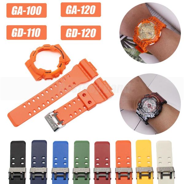 watch bands silicone rubber watchcase+watchband for ga-110/100 ga-120 men sport waterproof strap bracelet accessories gd-110/100 gd-120, Black;brown 
watch bands silicone rubber watchcase+watchband for ga-110/100 ga-120 men sport waterproof strap bracelet accessories gd-110/100 gd-120, Black;brown