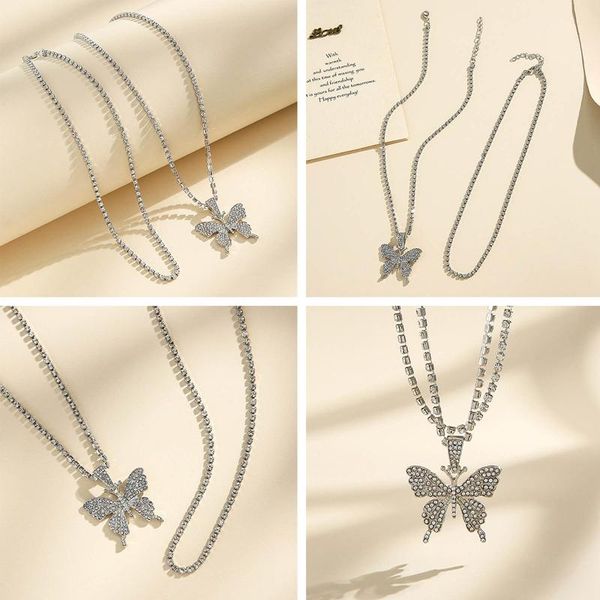 pendant necklaces shiny big butterfly necklace rhinestone chain for women bling tennis crystal choker temperament jewelry, Silver
pendant necklaces shiny big butterfly necklace rhinestone chain for women bling tennis crystal choker temperament jewelry, Silver