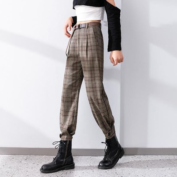 women's pants & capris spring autumn harem plaid women high waist overalls streetwear slacks with belt cargo plus size, Black;white
women's pants & capris spring autumn harem plaid women high waist overalls streetwear slacks with belt cargo plus size, Black;white