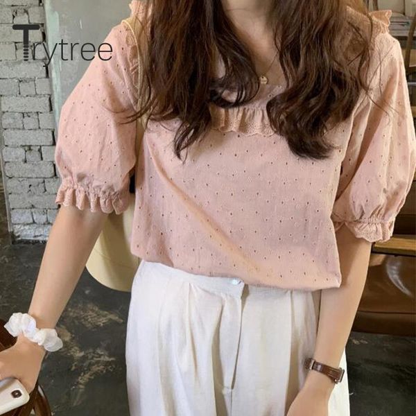 trytree 2021 summer woman casual blouse square collar ruffles hollow out solid fashion loose all-purpose style women's blouses & shirt, White
trytree 2021 summer woman casual blouse square collar ruffles hollow out solid fashion loose all-purpose style women's blouses & shirt, White