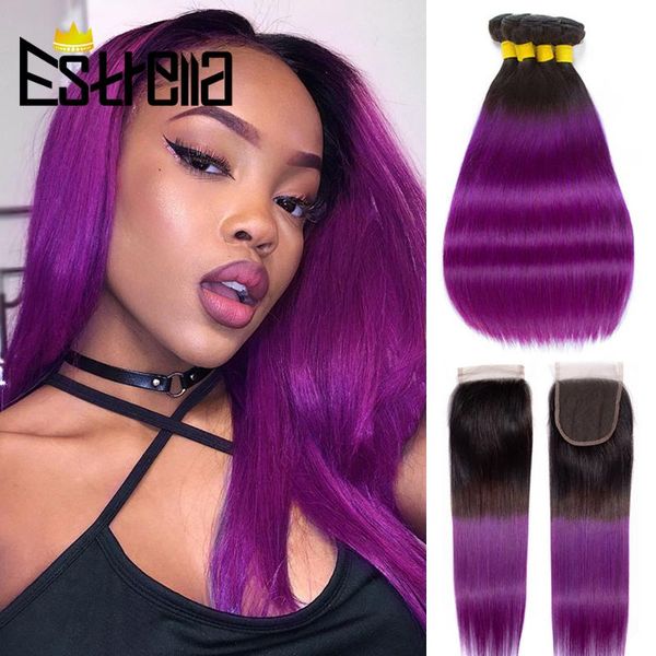 human hair bulks ombre straight bundles with closure t1b purple brazilian weave remy 100%, Black
human hair bulks ombre straight bundles with closure t1b purple brazilian weave remy 100%, Black