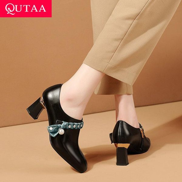 dress shoes qutaa 2022 women pumps elegant genuine leather square toe basic female spring autumn buckle high heels size 34-39, Black
dress shoes qutaa 2022 women pumps elegant genuine leather square toe basic female spring autumn buckle high heels size 34-39, Black
