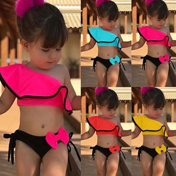 women's swimwear one shoulder baby swimsuit cute bow kids 2021 bikini set ruffler designer beachwear girls bathing suits, White;black
women's swimwear one shoulder baby swimsuit cute bow kids 2021 bikini set ruffler designer beachwear girls bathing suits, White;black