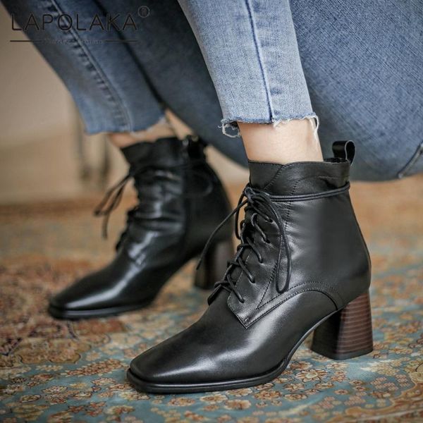 boots lapolaka 2021 fashion genuine cow leather zip up ankle woman shoes hoof heels spring autumn female, Black
boots lapolaka 2021 fashion genuine cow leather zip up ankle woman shoes hoof heels spring autumn female, Black