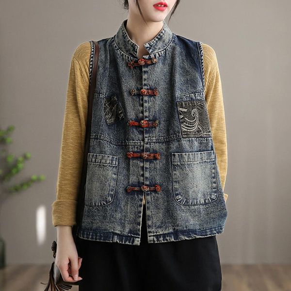 women's vests qpfjqd ladies denim vest stand collar sleeveless button spring autumn women retro comfort pocket loose solid color coats, Black;white
women's vests qpfjqd ladies denim vest stand collar sleeveless button spring autumn women retro comfort pocket loose solid color coats, Black;white