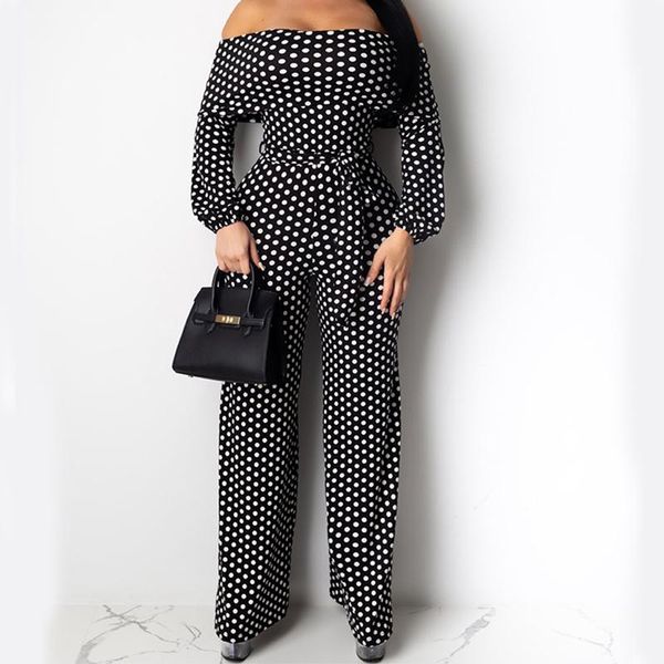 women's jumpsuits & rompers dot print off shoulder slash neck wrapped women jumpsuit slim waist casual one piece overalls, Black;white
women's jumpsuits & rompers dot print off shoulder slash neck wrapped women jumpsuit slim waist casual one piece overalls, Black;white