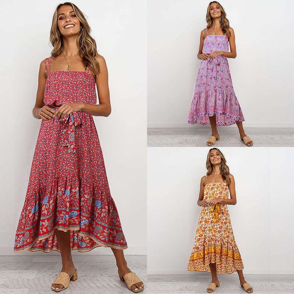 holiday bohemian casual dresses women's wear print high waist lace up strap floral dress, Black;gray
holiday bohemian casual dresses women's wear print high waist lace up strap floral dress, Black;gray