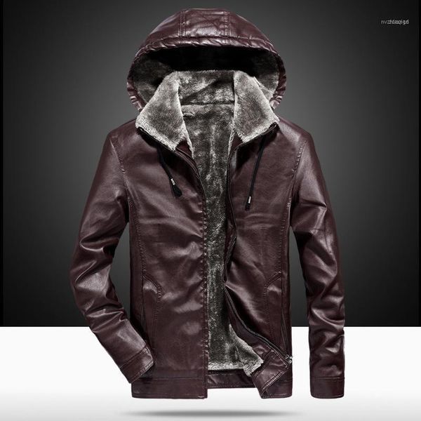 men's fur & faux winter leather jacket thick warm fleece pu motorcycle coat hooded collar1, Black
men's fur & faux winter leather jacket thick warm fleece pu motorcycle coat hooded collar1, Black
