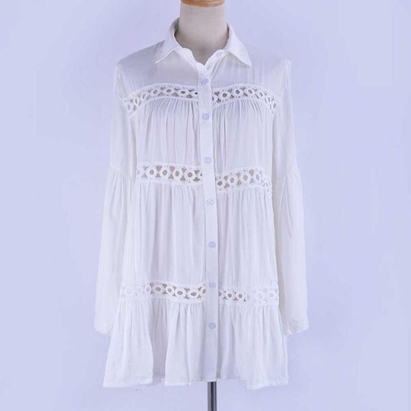 women's swimwear beach cover up turn down collar hollow out patchwork white mini blouse dress tunic pareo robe bathing suit wdc8175, White;black
women's swimwear beach cover up turn down collar hollow out patchwork white mini blouse dress tunic pareo robe bathing suit wdc8175, White;black