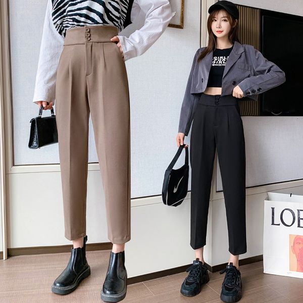 capri 2021 korean spring ol formal girly style hare high-waisted elegant office lady ankle-length pants, Black;white
capri 2021 korean spring ol formal girly style hare high-waisted elegant office lady ankle-length pants, Black;white