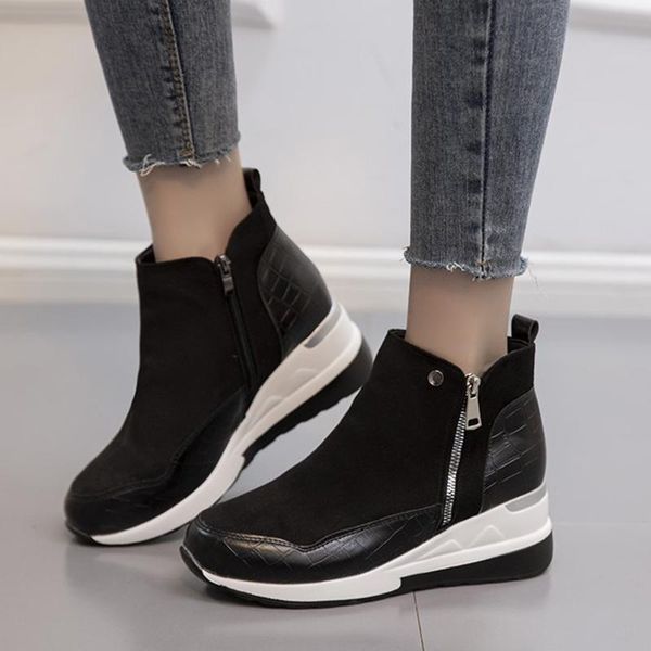 boots women's british style suede round toe platform wedge side zipper ankle thick-soled colorblock brock fashion, Black
boots women's british style suede round toe platform wedge side zipper ankle thick-soled colorblock brock fashion, Black