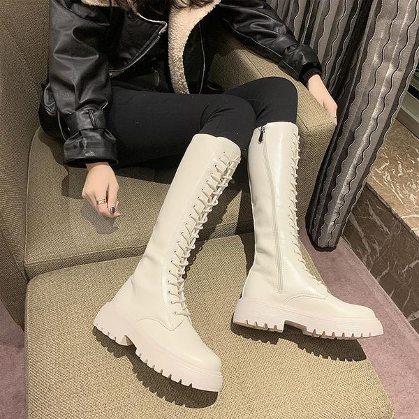 boots black beige knee high lace up women shoes platform long winter chunky motorcycle botas mujer1
boots black beige knee high lace up women shoes platform long winter chunky motorcycle botas mujer1