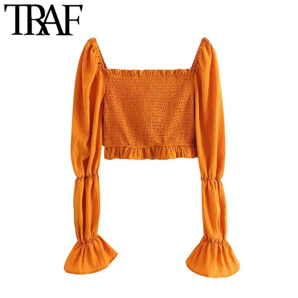 traf women sweet fashion smocked ruffled cropped blouses vintage square collar long sleeve female shirts chic 210415, White
traf women sweet fashion smocked ruffled cropped blouses vintage square collar long sleeve female shirts chic 210415, White