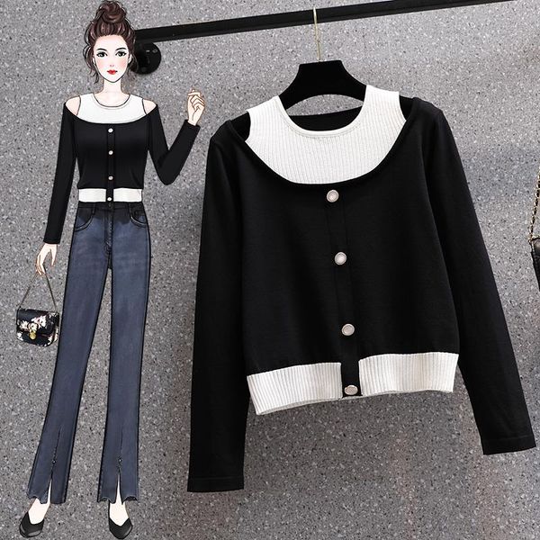 women's sweaters black knitted sweet plus large size oversize korean style fashion pullovers for autumn clothing ladies 2021 top, White;black
women's sweaters black knitted sweet plus large size oversize korean style fashion pullovers for autumn clothing ladies 2021 top, White;black