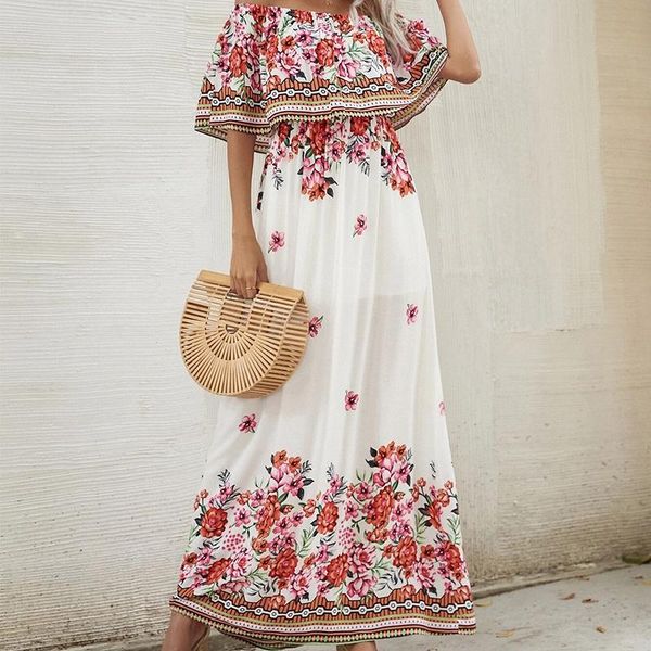 casual dresses off shoulder floral print dress summer clothes women white big pendulum high waist elegant lady long vestidos de mujer, Black;gray
casual dresses off shoulder floral print dress summer clothes women white big pendulum high waist elegant lady long vestidos de mujer, Black;gray