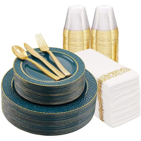 disposable dinnerware 70 pieces of tableware green plastic plate golden silverware cup napkin combination wedding party supplies
disposable dinnerware 70 pieces of tableware green plastic plate golden silverware cup napkin combination wedding party supplies