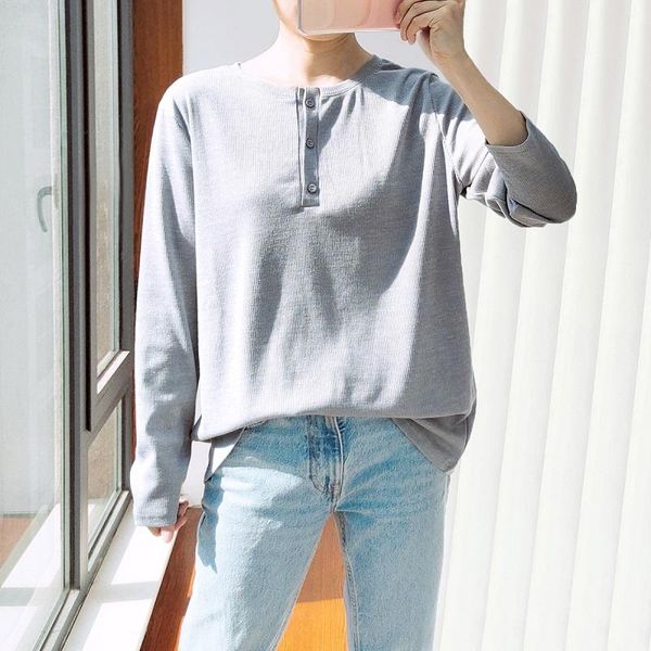 women's t-shirt spring women clothes oversized tees 2021 casual plus size long sleeve oneck 3 buttons solid camiseta mujer, White
women's t-shirt spring women clothes oversized tees 2021 casual plus size long sleeve oneck 3 buttons solid camiseta mujer, White