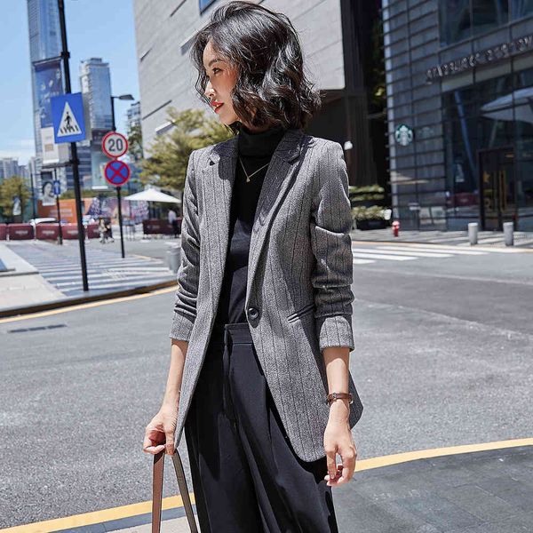 suit suit winter ladies with long sleeves blazer women's grey apricots female stripe formal office coats, White;black
suit suit winter ladies with long sleeves blazer women's grey apricots female stripe formal office coats, White;black