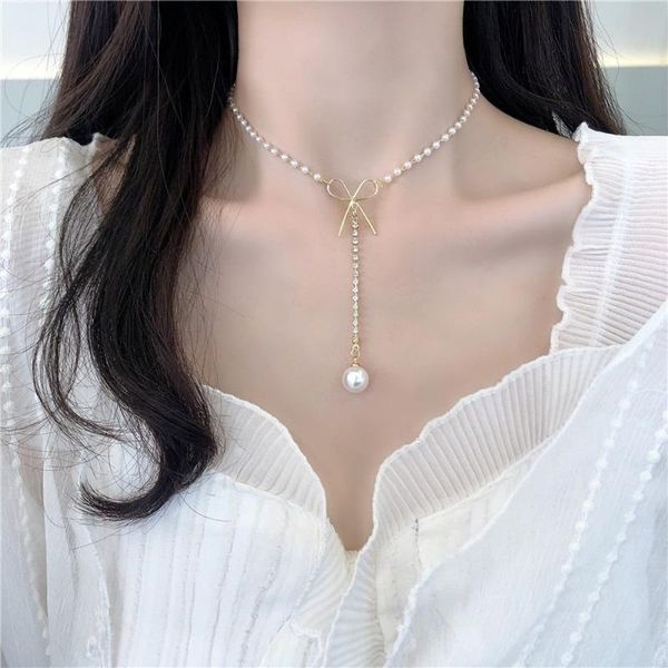 chokers korean style bowknot pearl charm necklace for women ins cold wind temperament simple clavicle chain female, Golden;silver
chokers korean style bowknot pearl charm necklace for women ins cold wind temperament simple clavicle chain female, Golden;silver
