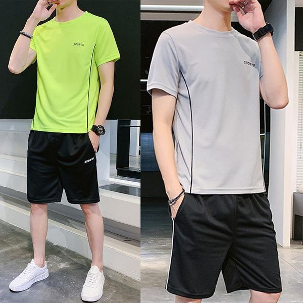 men's tracksuits quick-drying clothes running loose casual sportswear sports suit summer fitness short-sleeved t-shirt + shorts, Gray
men's tracksuits quick-drying clothes running loose casual sportswear sports suit summer fitness short-sleeved t-shirt + shorts, Gray
