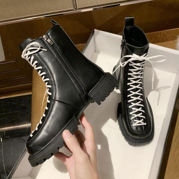 boots retro handmade mar women 2021 autumn and winter wild fashion leather thin square toe thick heel ankle, Black
boots retro handmade mar women 2021 autumn and winter wild fashion leather thin square toe thick heel ankle, Black