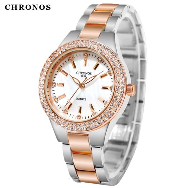 cronos new watch women's diamond non mechanical quartz japanese movement watch, Slivery;brown
cronos new watch women's diamond non mechanical quartz japanese movement watch, Slivery;brown