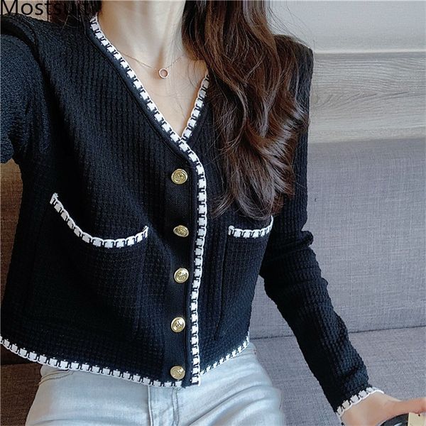 vintage elegant women cardigan sweater v-neck single-breasted full sleeve short jumpers femme 210514, White
vintage elegant women cardigan sweater v-neck single-breasted full sleeve short jumpers femme 210514, White