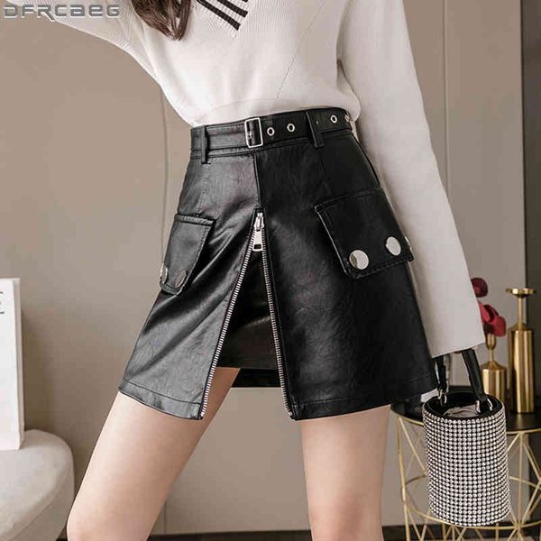 casual dresses streetwear a-line mini women's skirts harajuku with belt zipper split jupe femme black high waist pu faux leather s, Black;gray
casual dresses streetwear a-line mini women's skirts harajuku with belt zipper split jupe femme black high waist pu faux leather s, Black;gray