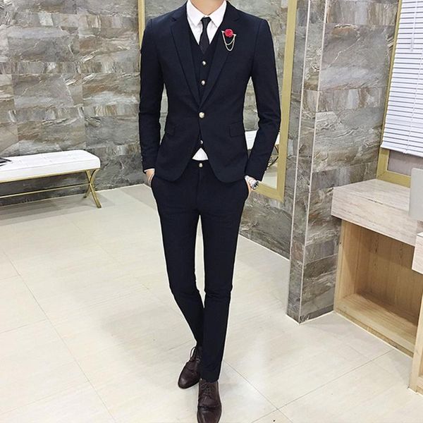 men's suits & blazers style mens suit 3 pcs set fashion boutique single button solid color wedding dress men slim business banquet form, White;black
men's suits & blazers style mens suit 3 pcs set fashion boutique single button solid color wedding dress men slim business banquet form, White;black