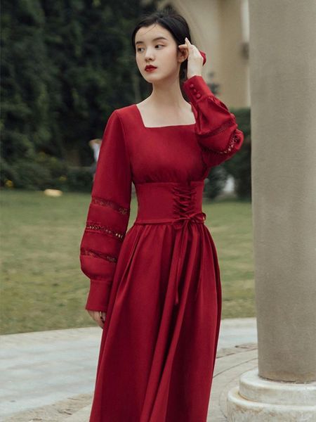 casual dresses lantern sleeve design hollow elegant french party dress lady autumn square collar high waist bandage thin red vestido, Black;gray
casual dresses lantern sleeve design hollow elegant french party dress lady autumn square collar high waist bandage thin red vestido, Black;gray