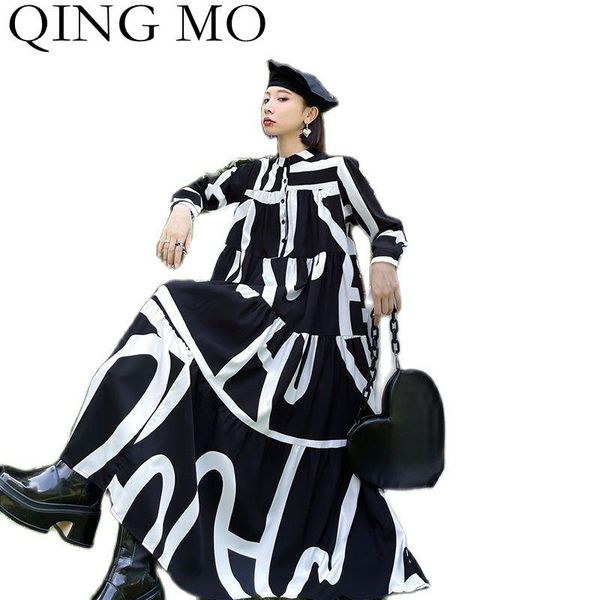 casual dresses qing mo 2021 spring and autumn women clothing irregular stripe print long sleeve dress loose slim dress166q, Black;gray
casual dresses qing mo 2021 spring and autumn women clothing irregular stripe print long sleeve dress loose slim dress166q, Black;gray