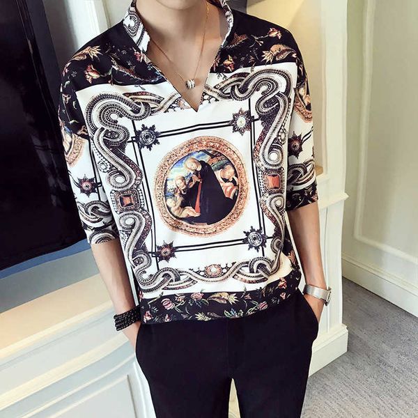 luxury retro print pullover shirt men short sleeve casual loose shirts streetwear social night club party blouse homme camisa 210527, White;black
luxury retro print pullover shirt men short sleeve casual loose shirts streetwear social night club party blouse homme camisa 210527, White;black