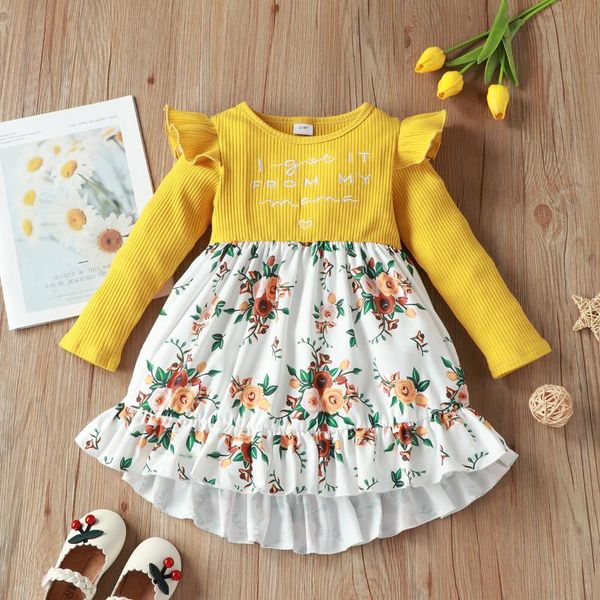 girl's dresses toddler kids baby girls autumn fpring full sleeve patchwork letter flower dress children casual clothes 18m-6y, Red;yellow
girl's dresses toddler kids baby girls autumn fpring full sleeve patchwork letter flower dress children casual clothes 18m-6y, Red;yellow
