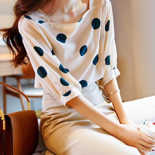 women's blouses & shirts summer all-match temperament short-sleeved high-end five-point sleeve polka-dot chiffon shirt, White
women's blouses & shirts summer all-match temperament short-sleeved high-end five-point sleeve polka-dot chiffon shirt, White