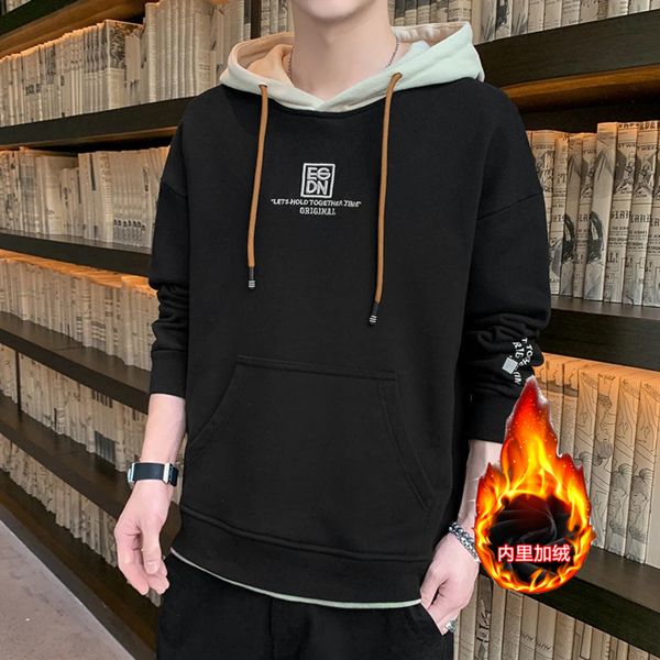 casual hooded sweater men's winter plush thickened youth loose long sve new student hoodie, Black
casual hooded sweater men's winter plush thickened youth loose long sve new student hoodie, Black